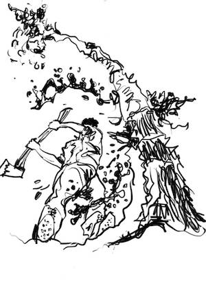 Lumberjack chopping down a dryad