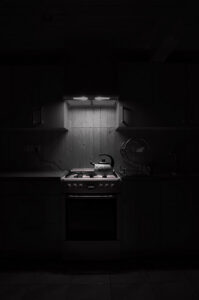 Oven range in darkness